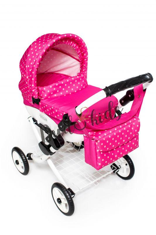 Dětský kočárek pro panenky Jasmine Kids 10 béžový puntík