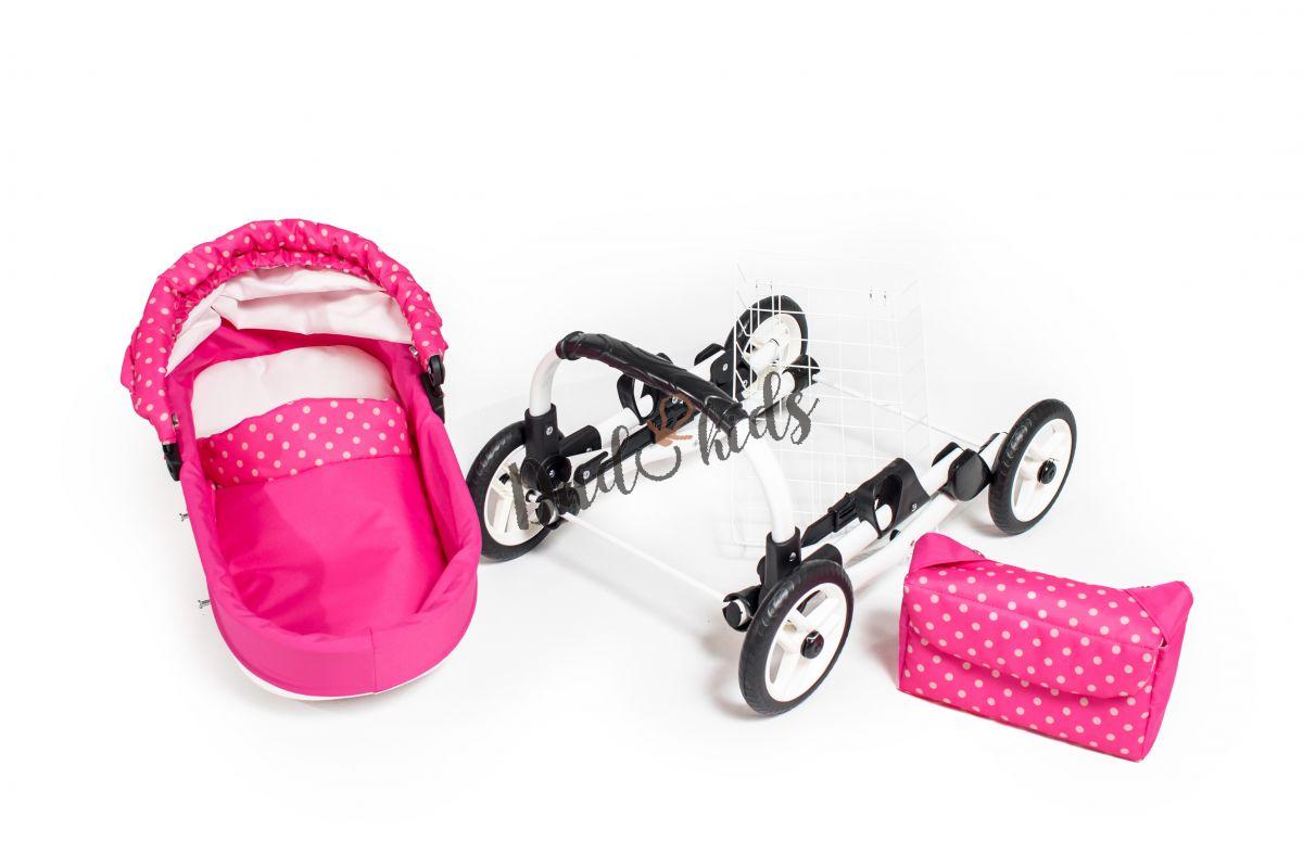 Dětský kočárek pro panenky Jasmine Kids 17 červené květy