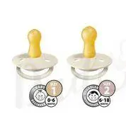 BIBS De Lux dudlíky z přírodního kaučuku 2ks - 0-6m blush/vanilla-noční