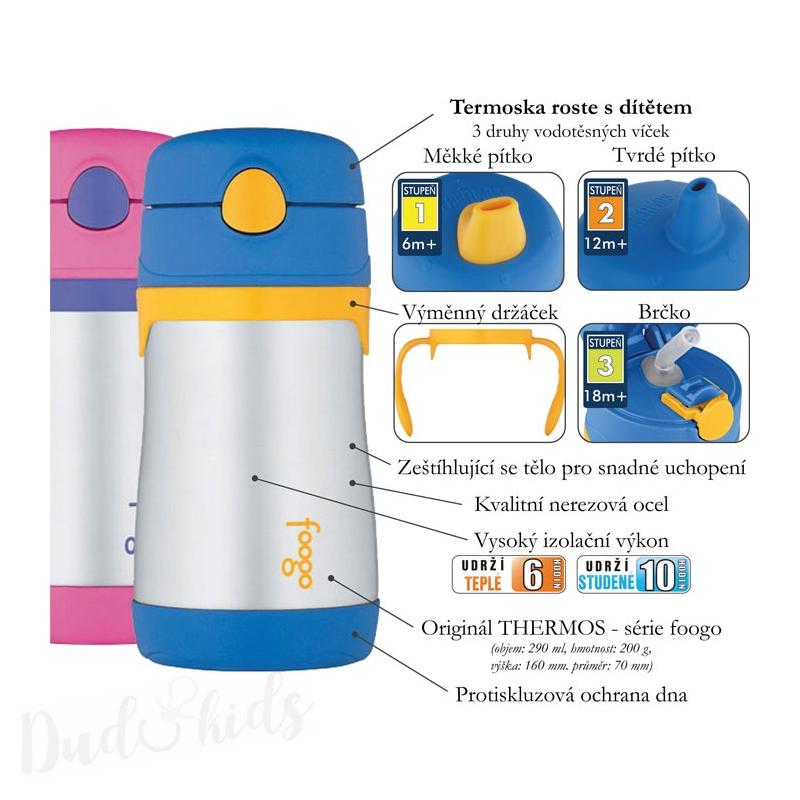 Kojenecká nerezová termoska THERMOS 3v1 290ml modrá