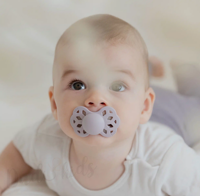 BIBS Infinity silikonové symetrické dudlíky 0-6m Fossil Grey/Mauve 2ks