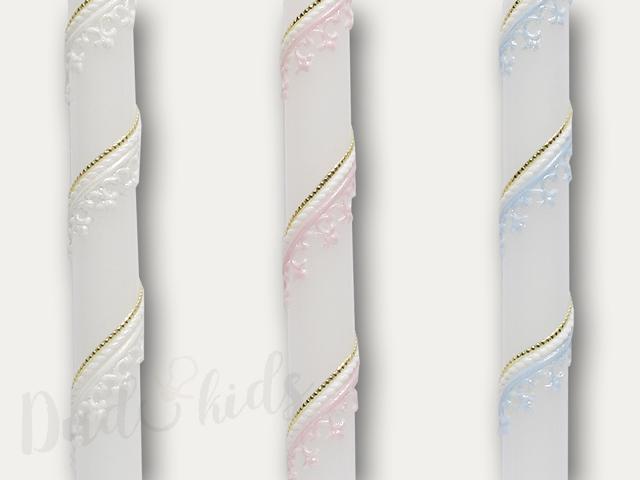 Svíce ke křtu zdobená - modra