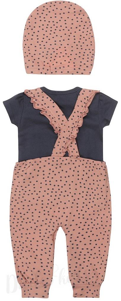 3-dílný kompletdívčí  lacláče + čepička vel:  80/12M