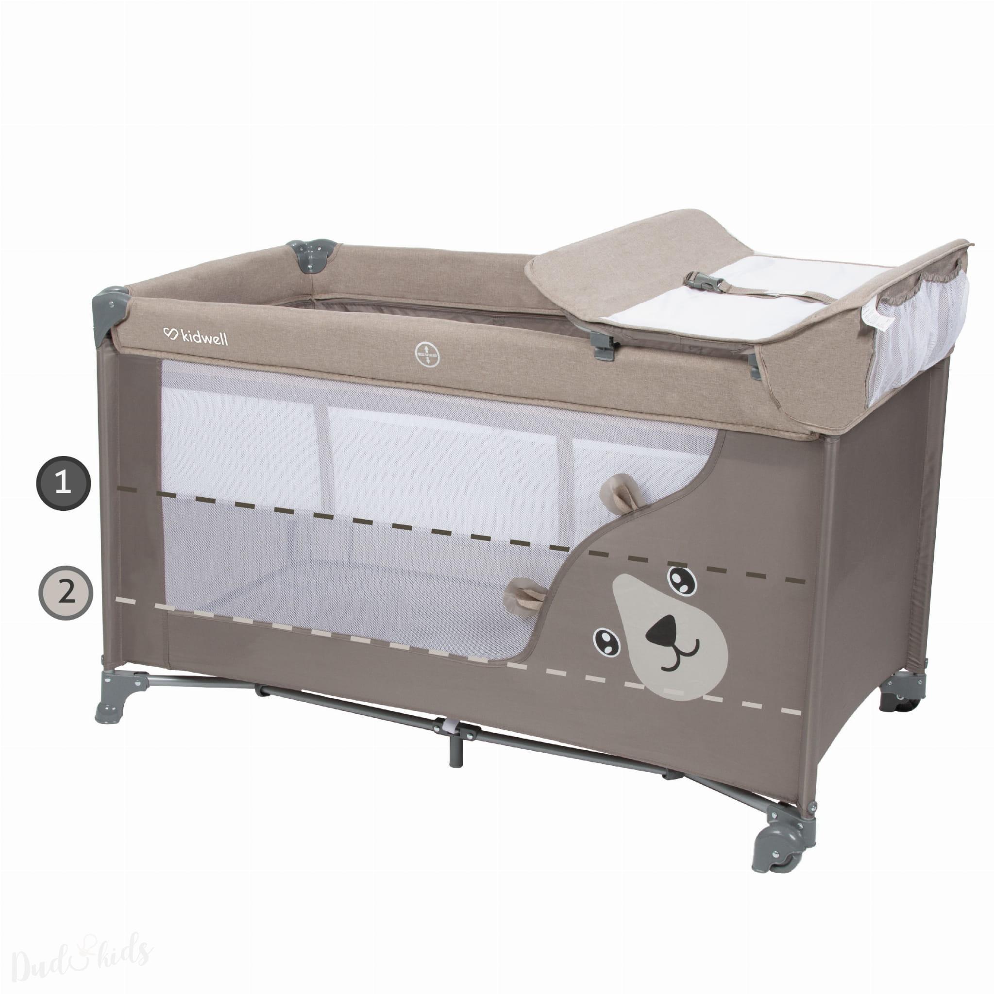 Cestovní postýlka KIDWELL BLISSY s doplňky 3v1 šedá