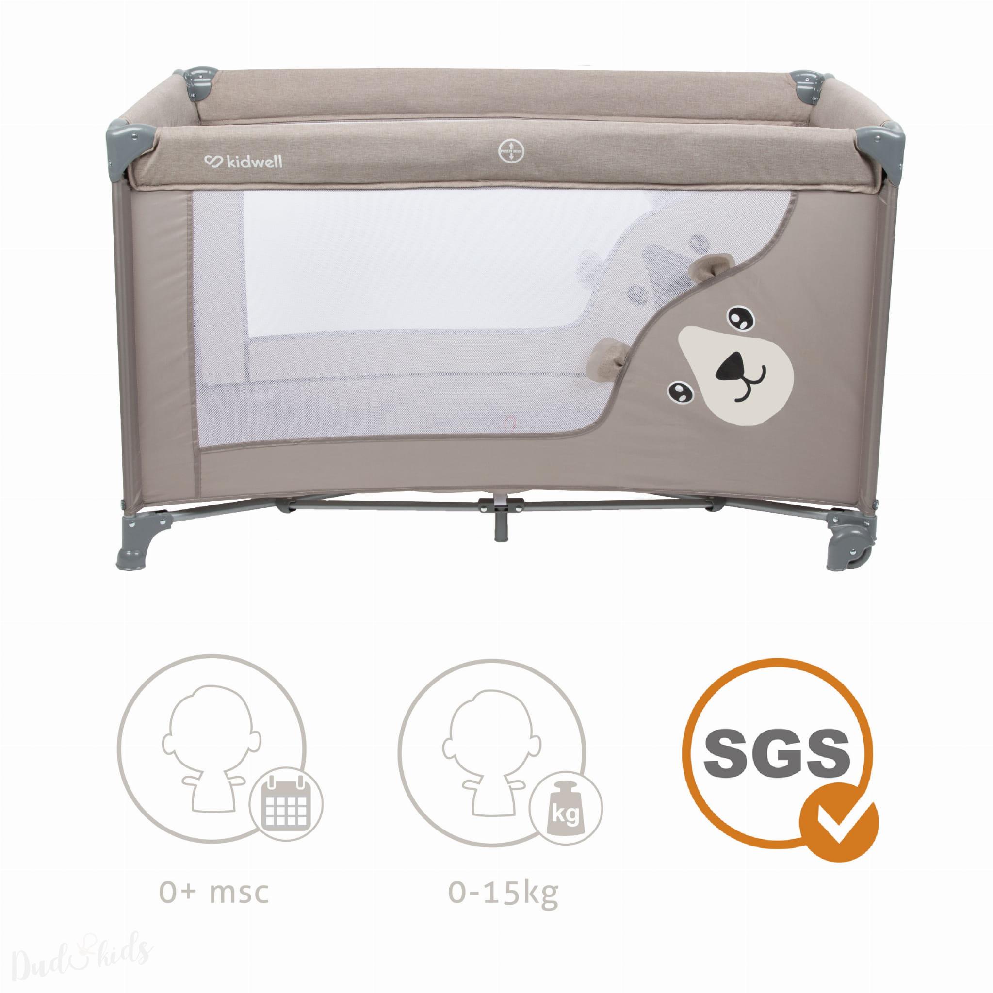 Cestovní postýlka KIDWELL BLISSY s doplňky 3v1 šedá
