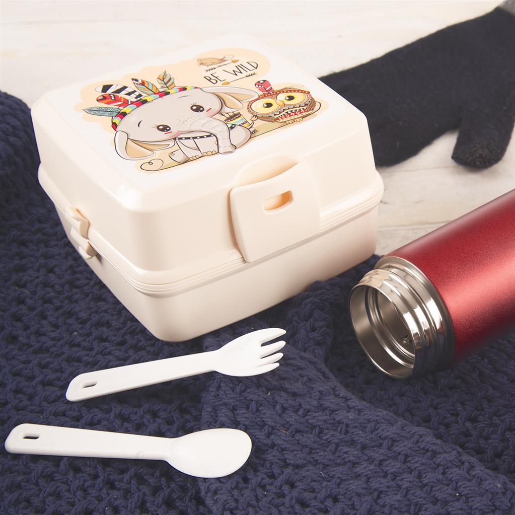 Box svačinový dělený, vícepatrový Kočička na kole