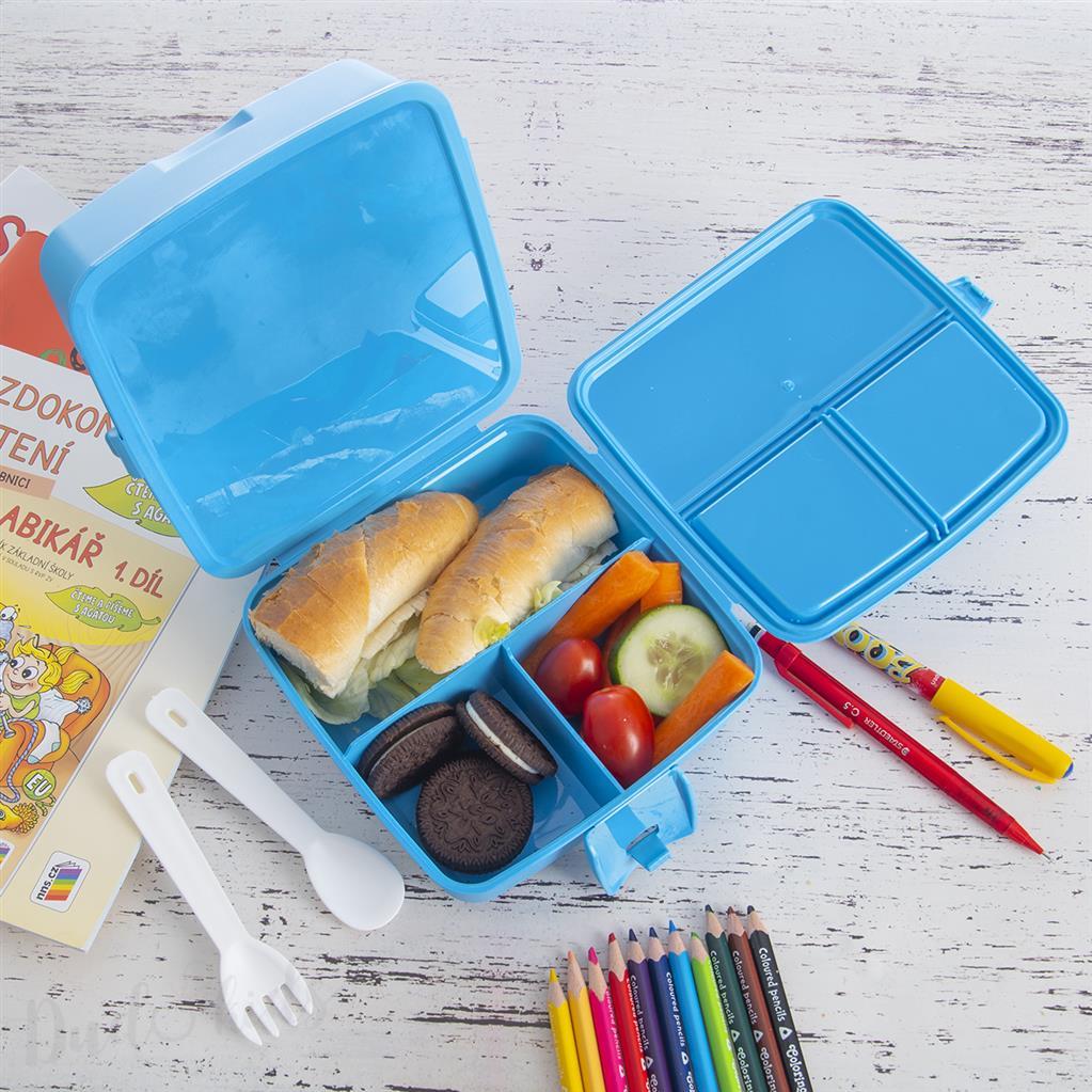 Box svačinový dělený, vícepatrový Kočička na kole