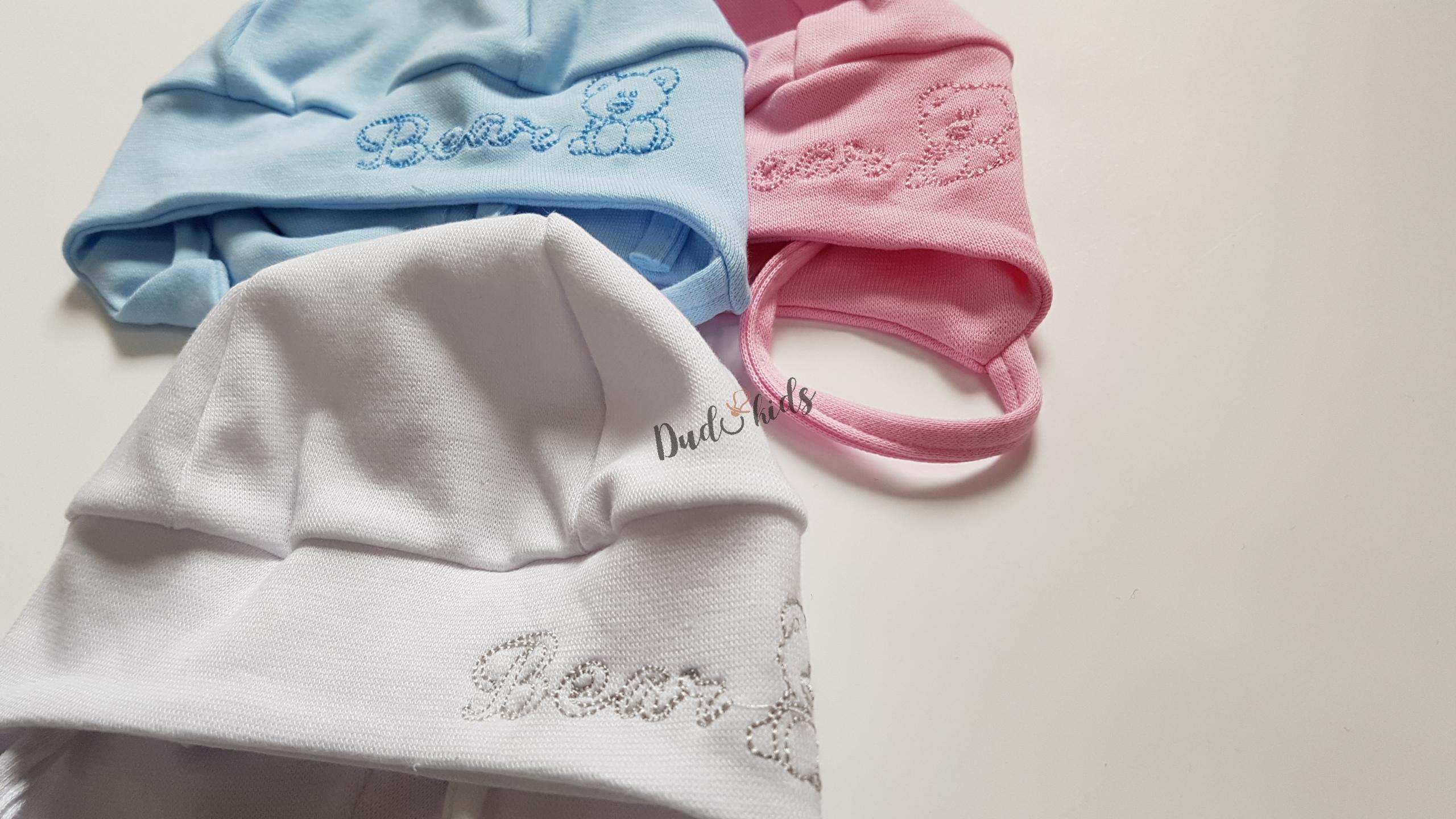 Kojenecká čepice s výšivkou vel. 36-38 (3 barvy)