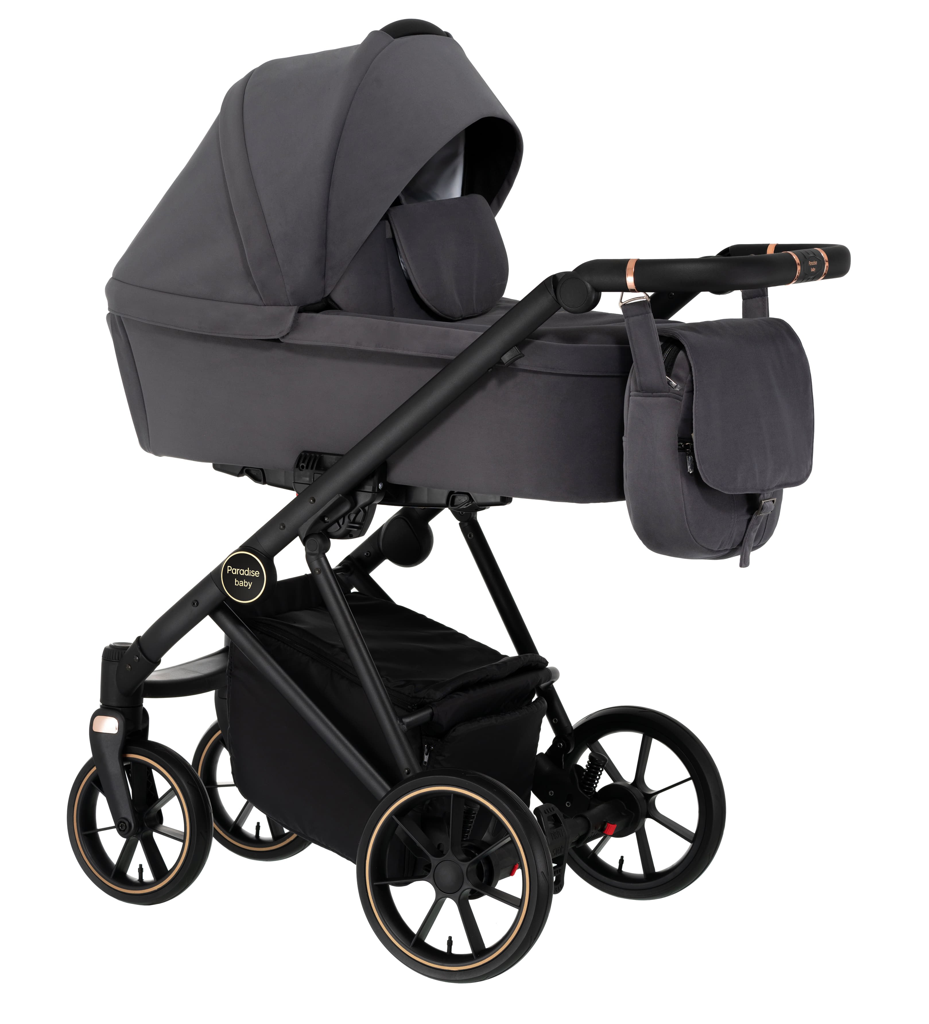 Kombinovaný kočárek Paradise Baby VR velur - grey 01
