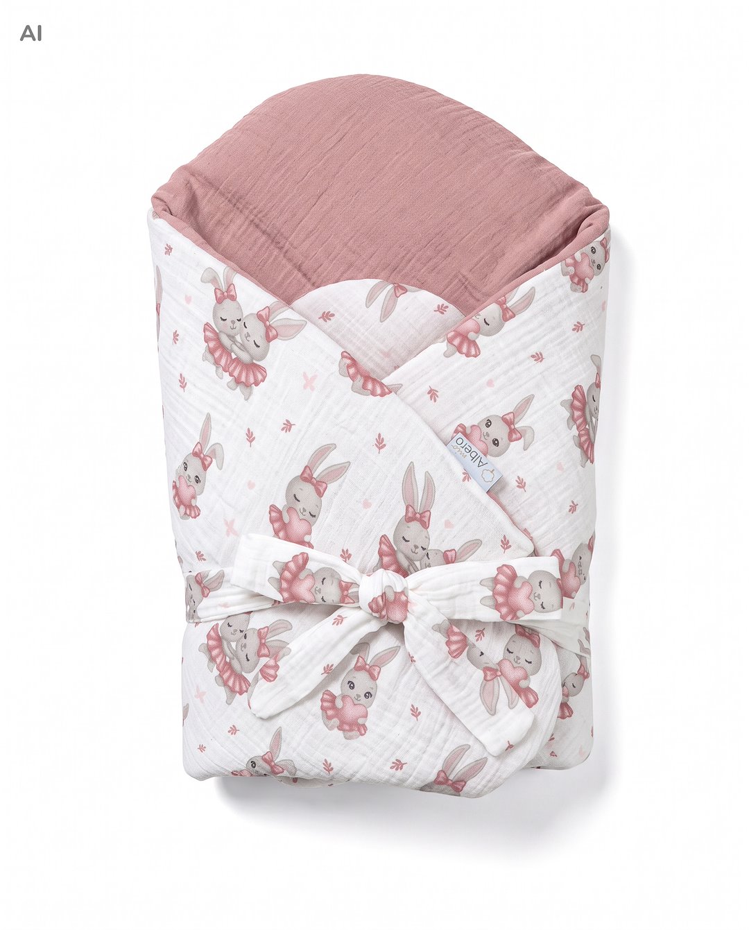 Zavinovačka mušelínová Vintage Bunny Baby – Růžová