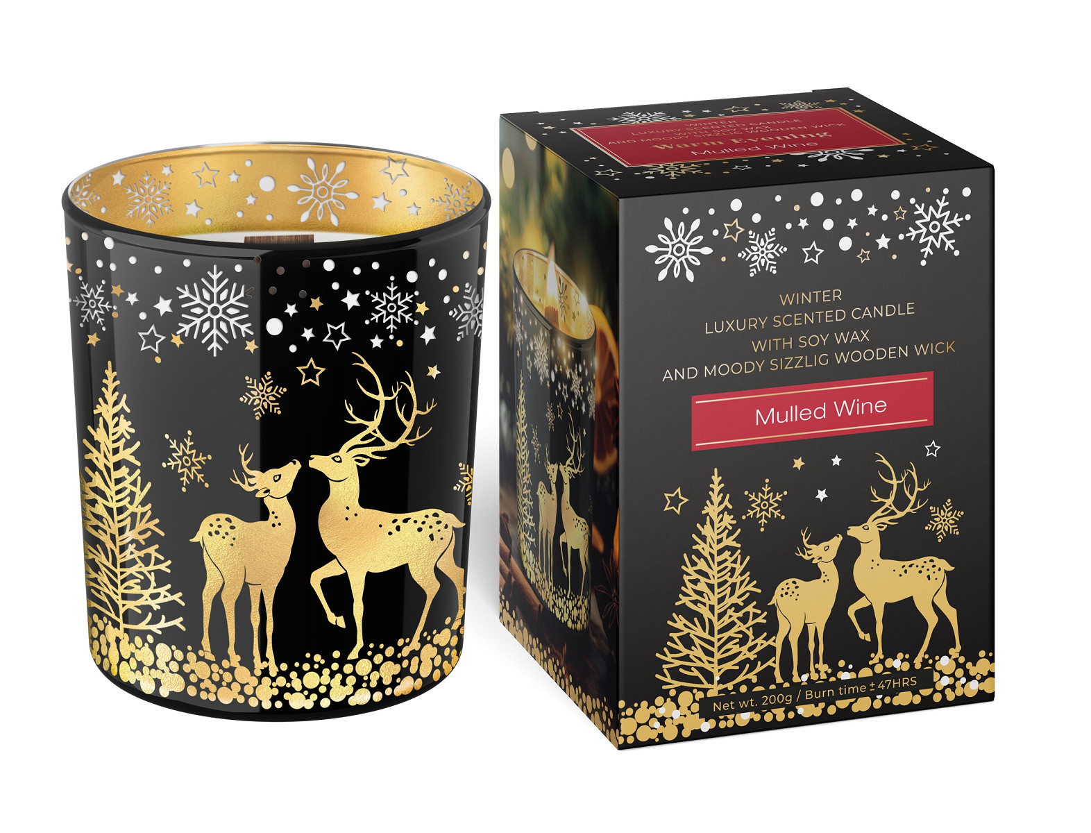 Sójová svíčka s dřevěným knotem Warm Evening - Mulled Wine – Zimní kolekce