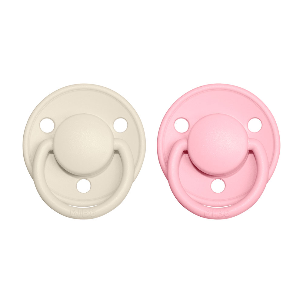 BIBS De Lux dudlíky z přírodního kaučuku 2ks - 6-18m ivory/baby pink