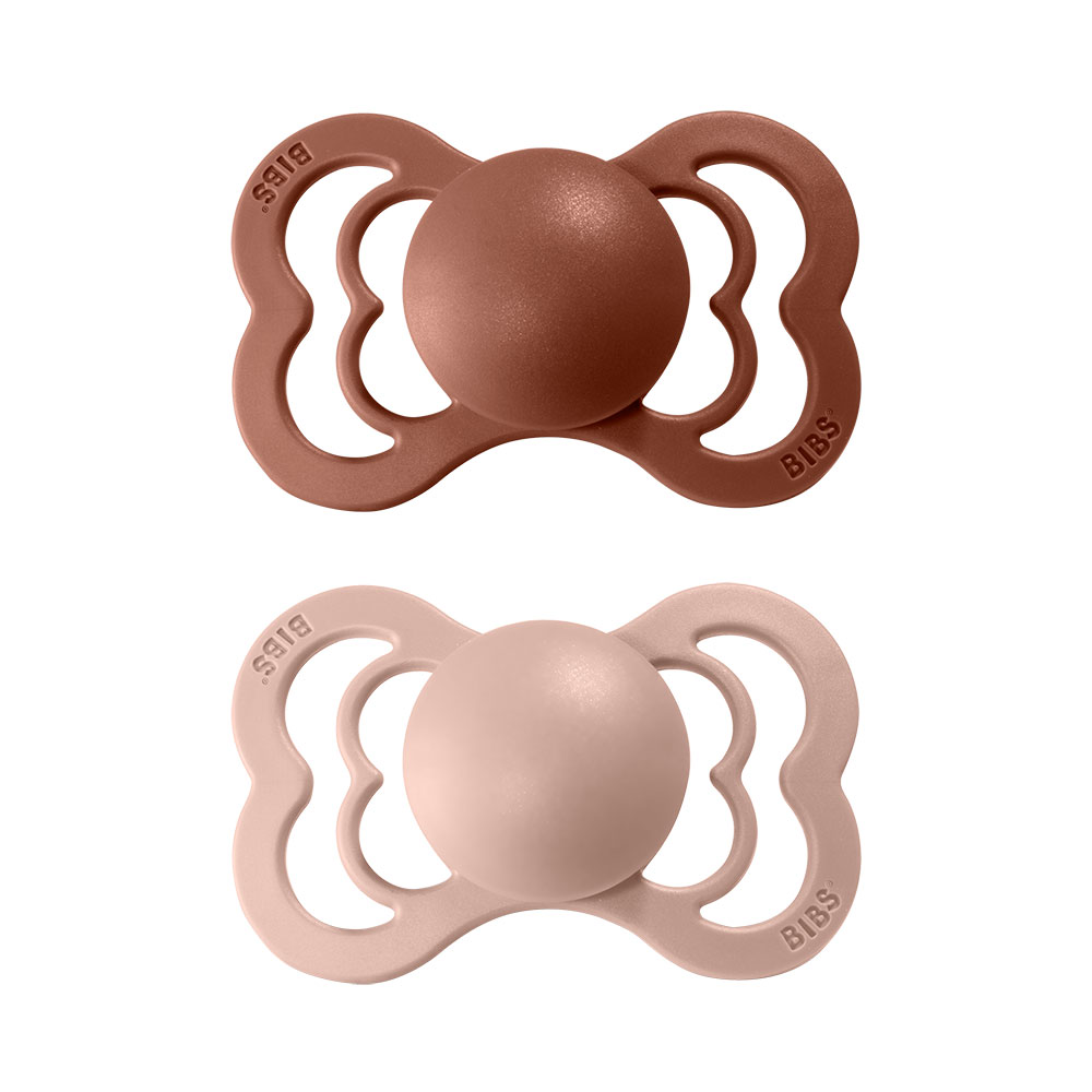 BIBS Supreme symetrické dudlíky z přírodního kaučuku 2ks 0-6m Woodchuck/Blush