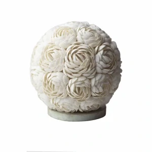 Boho Lampa z Mořských Mušlí - Glóbus z Růží - 20cm