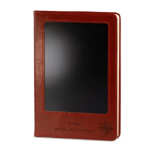 Zápisník s LCD mazací obrazovkou kožený - Červený