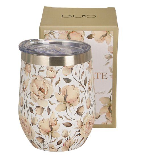 Termo hrnek nerezový malý 350ml s dekorem - English Roses White