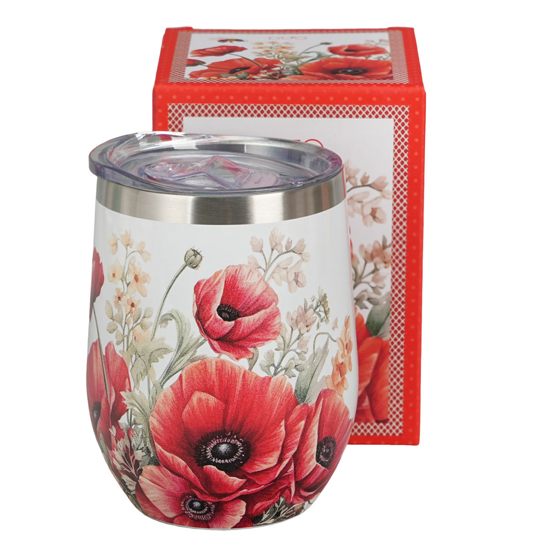 Termo hrnek nerezový 350ml s dekorem - Vlčí Máky