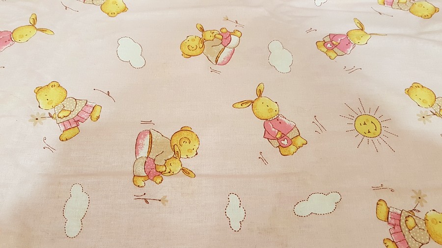 Bavlněné plátno růžové s medvídky