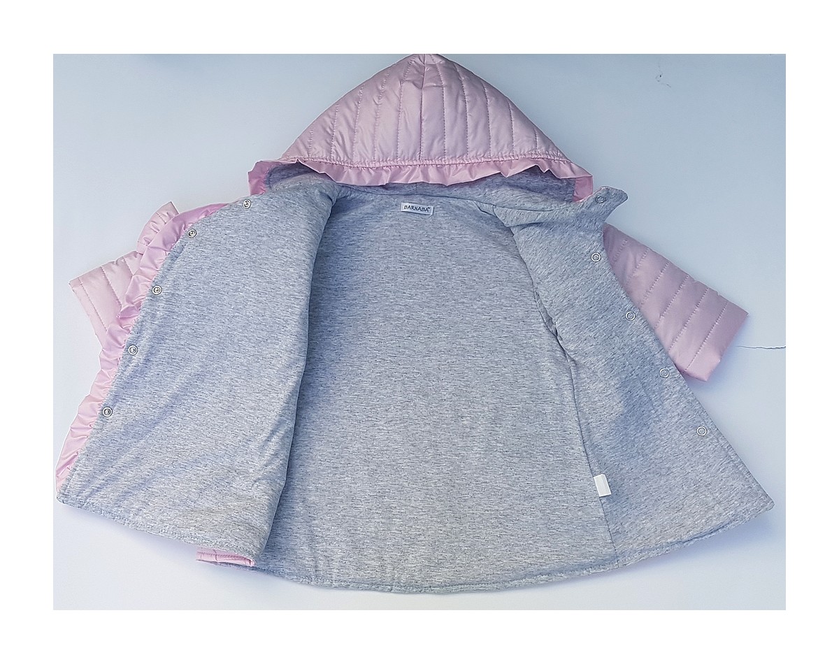 Luxusní dívčí jarní kabátek Barnaba s mašličkou rrůžový