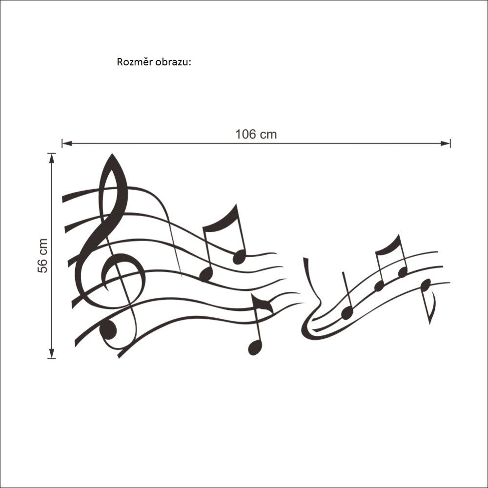 Samolepka Houslový klíč a noty - černá