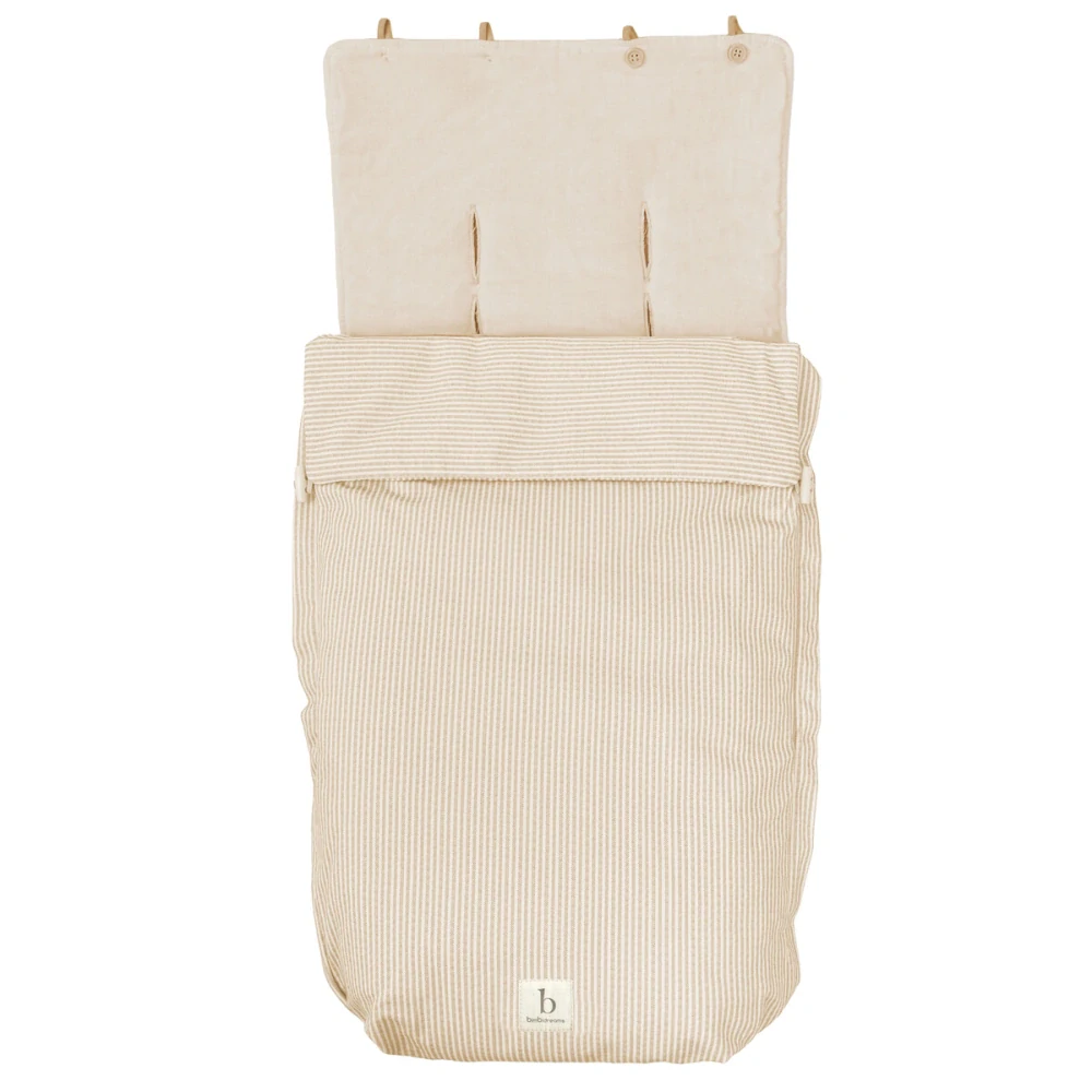 BimbiDreams Luxusní hřejivý fusak do autosedačky 2v1 Vento béžové proužky