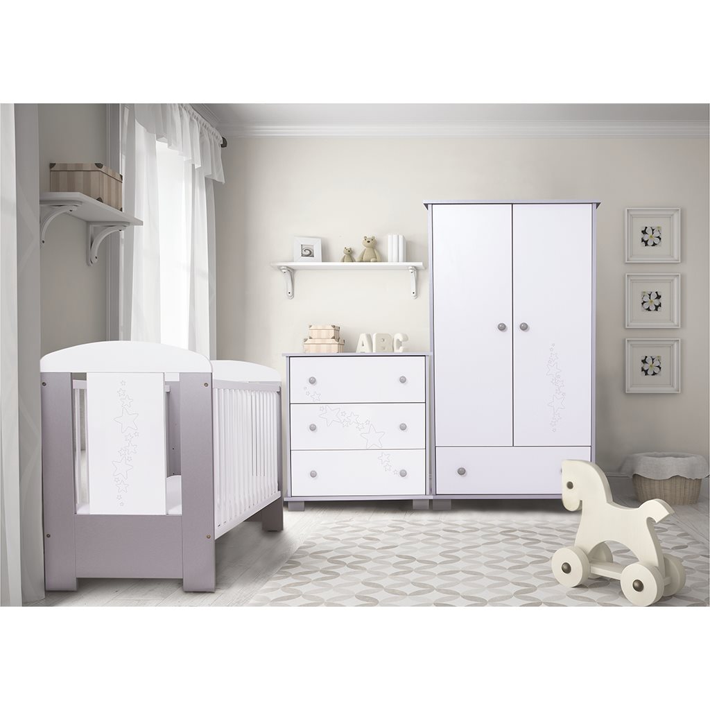 Dětská postýlka Drewex Hvězdičky šedá