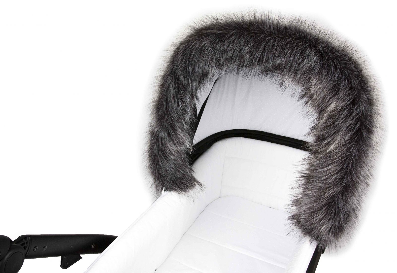 Kožešina na kočárek Límec na kočárek - černá / šedá Jasmine 