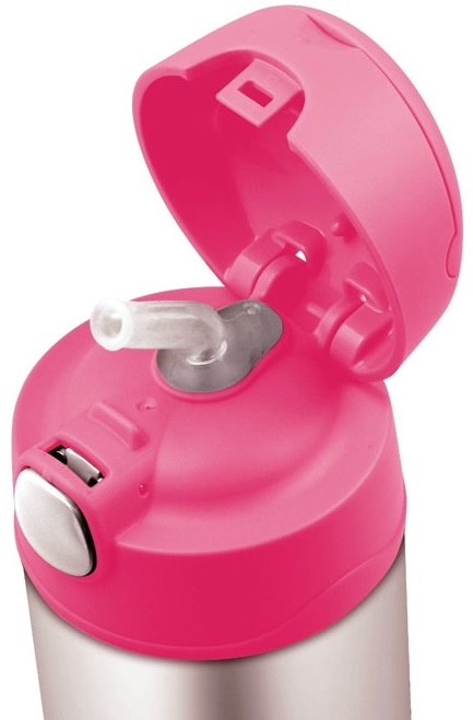 Dětská nerezová termoska THERMOS s brčkem růžová 355ml