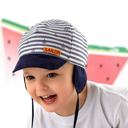 Kojenecká čepice s kšiltem - Namořník 04 vel.44