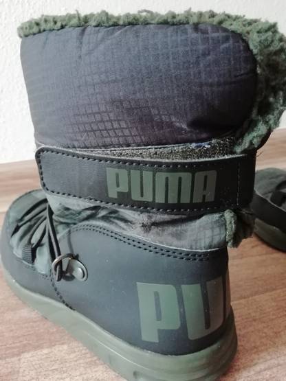 Chlapecké zimní boty s kožíškem PUMA - khaki/černá (stélka 19cm)