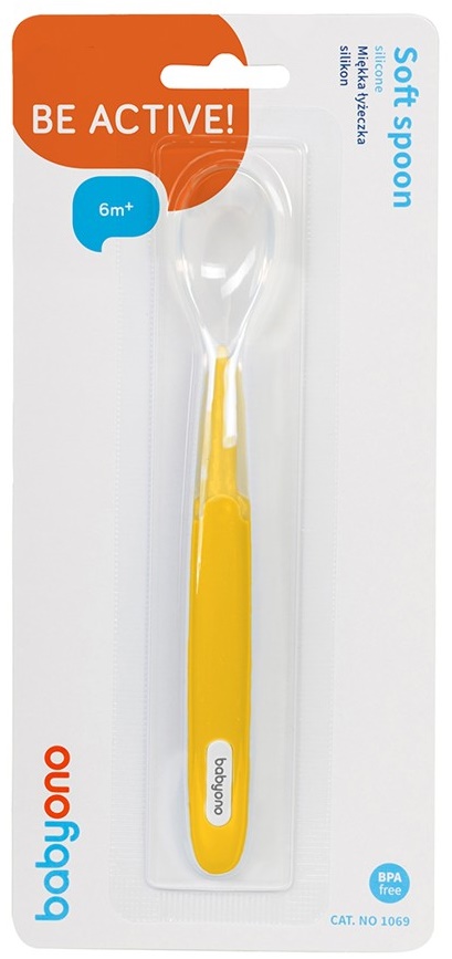 BABYONO Lžička silikonová s měkkým koncem žlutá 6m+