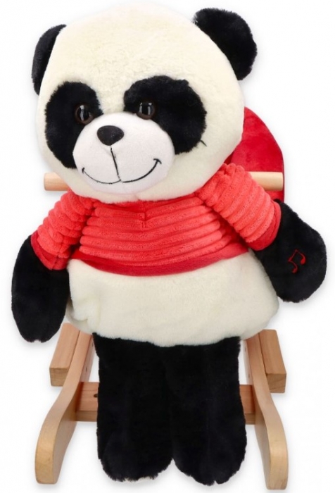Houpací křesílko Panda s melodií - bílo, černá, růžová 