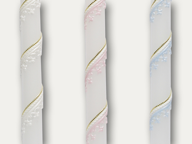 Svíce ke křtu zdobená - bílá