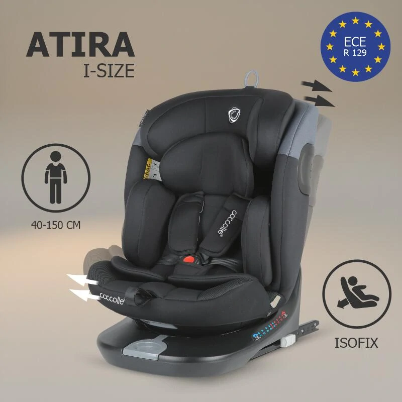 Autosedačka Coccolle Atira i-Size 40-150 cm (0-36 kg), 360° otočná, Diamond Black
