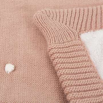 Dětská luxusní pletená dvouvrstvá deka s beránkem BimBi tečky- růžová