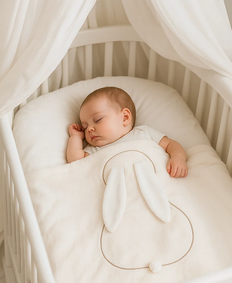 Dětská deka BimBi se zajíčkem (béžovy lem) 110x140cm