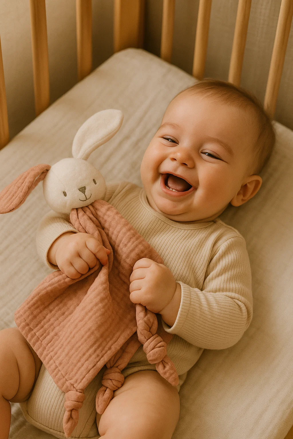 Muchlaček BIMBI ze 100% bavlny Králíček - růžový