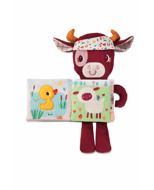 Lilliputiens - textilní knížka se svítícím obrázkem - kravička Rosalie