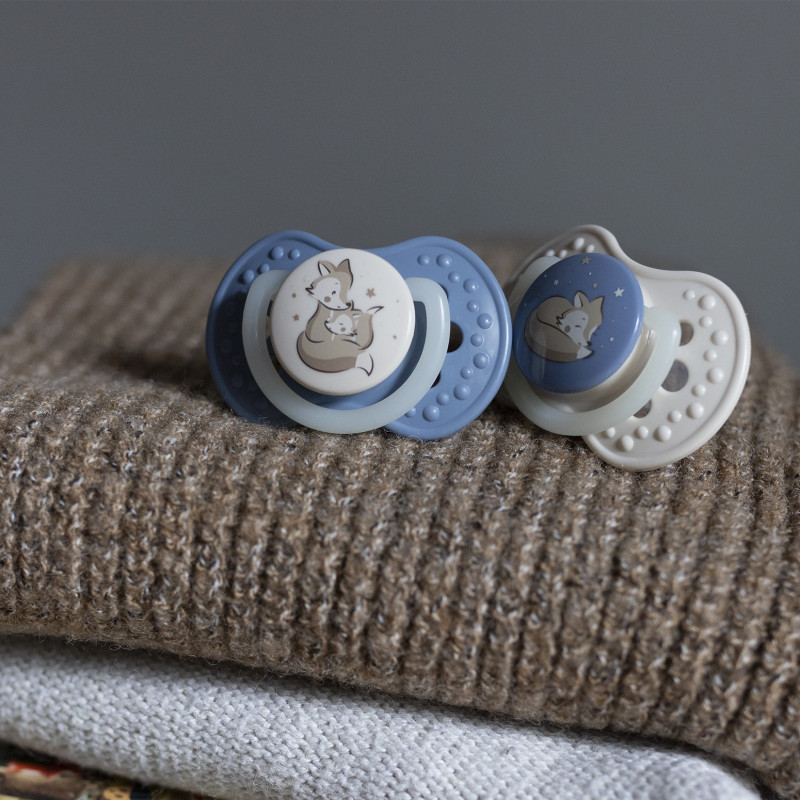 LOVI Dudlík silikonový dynamický NIGHT&DAY 18m+ 2ks kluk