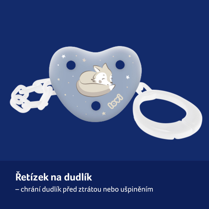 LOVI Řetízek na dudlík NIGHT&DAY Liška svítící