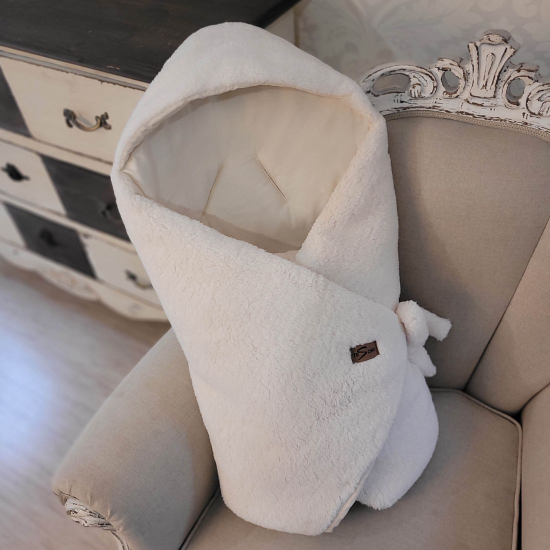 Zavinovací deka/ zavinovačka LAMB do autosedačky creame