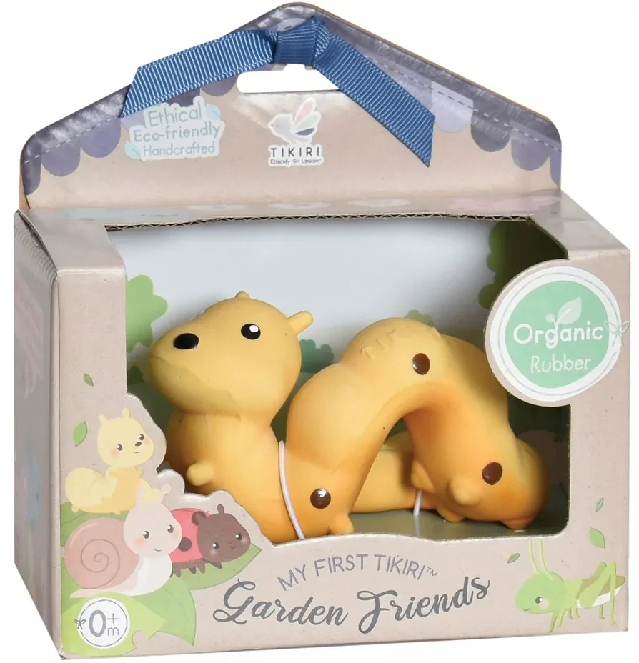 TIKIRI Garden Friends - chrastítko a kousátko z přírodního kaučuku housenka 