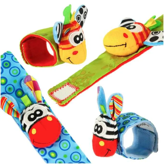 Chrastítko na ruku 2ks Zebra & Žirafa
