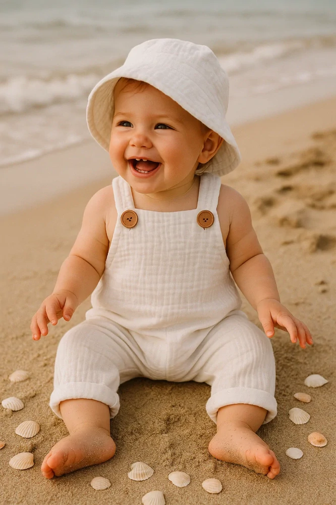 Mušelinové rolovací kalhoty s laclem Edy  bílé