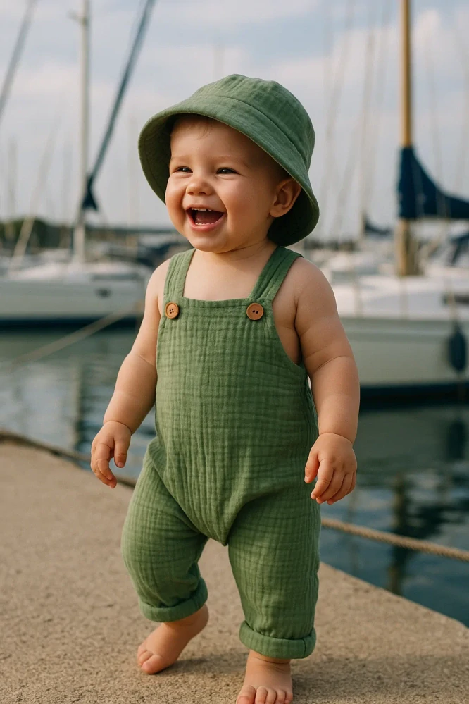 Mušelinové rolovací kalhoty s laclem tmavě zelené