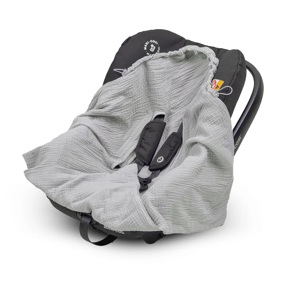 Zavinovací deka/ zavinovačka Albero mušelinová do autosedačky šedá