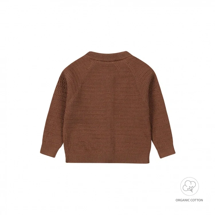 Dětský celopropínací svetr Dirkje BIO bavlna hnědý