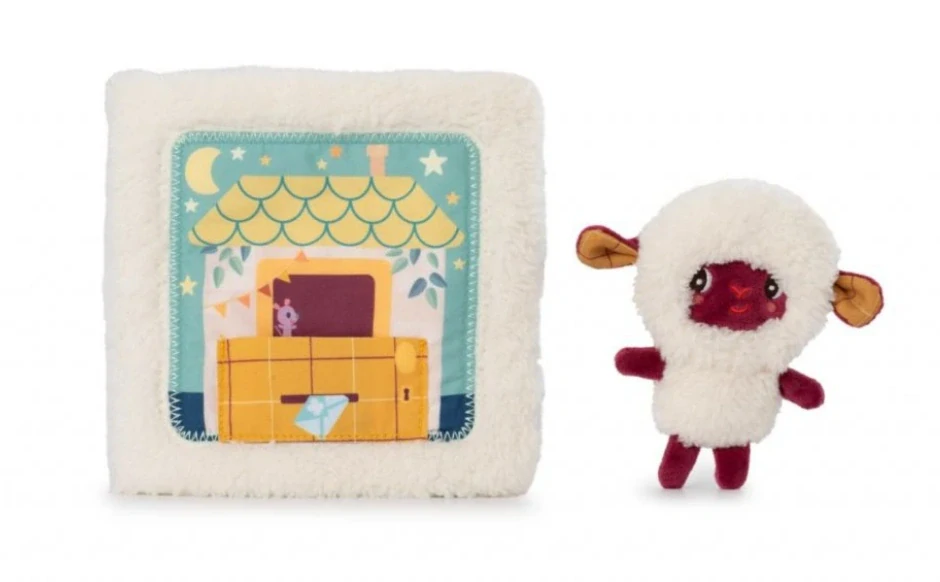 Lilliputiens - textilní knížka s prstovou loutkou - dobrou noc s ovečkou Yvon 