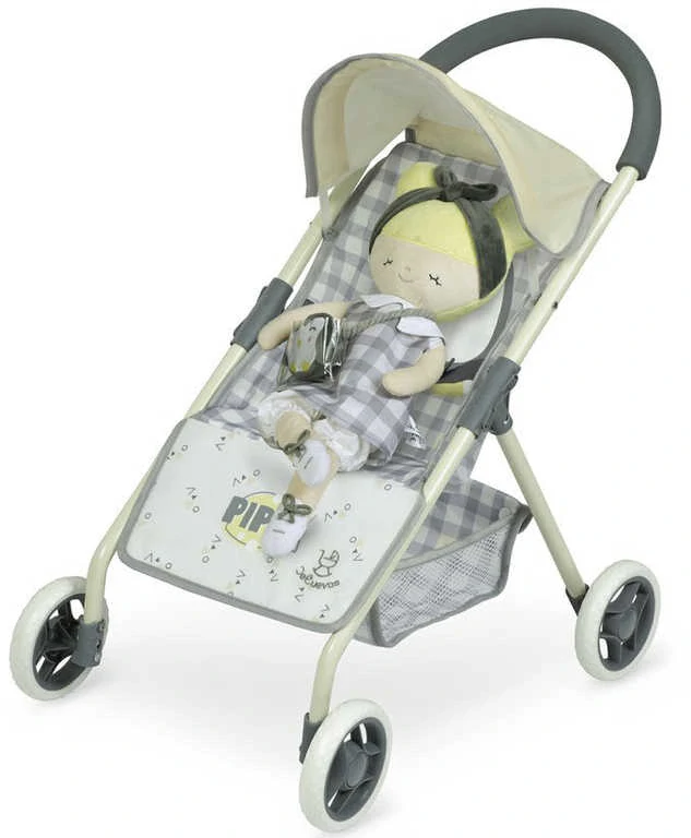 Dětský kočárek pro panenku + hadrová panenka set