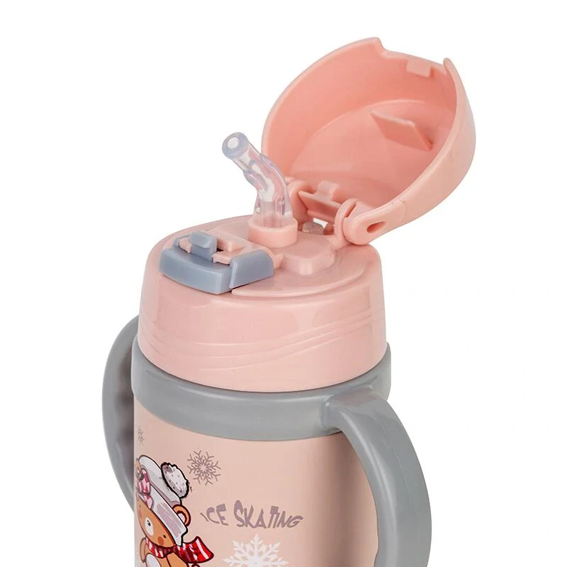 Termoláhev dětská nerezová NAVA We Care s brčkem a uchyty 300ml pink